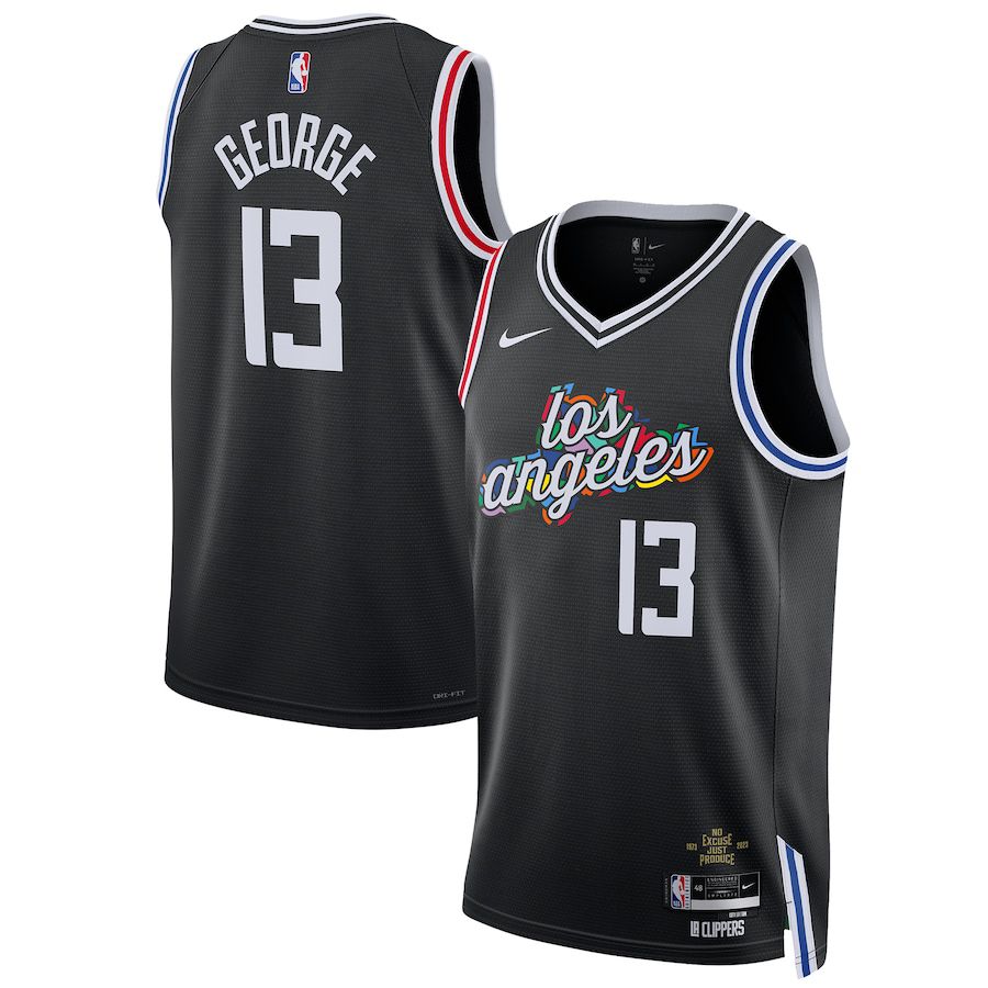 Men Los Angeles Clippers #13 Paul George Nike Black City Edition 2022-23 Swingman NBA Jersey->los angeles clippers->NBA Jersey